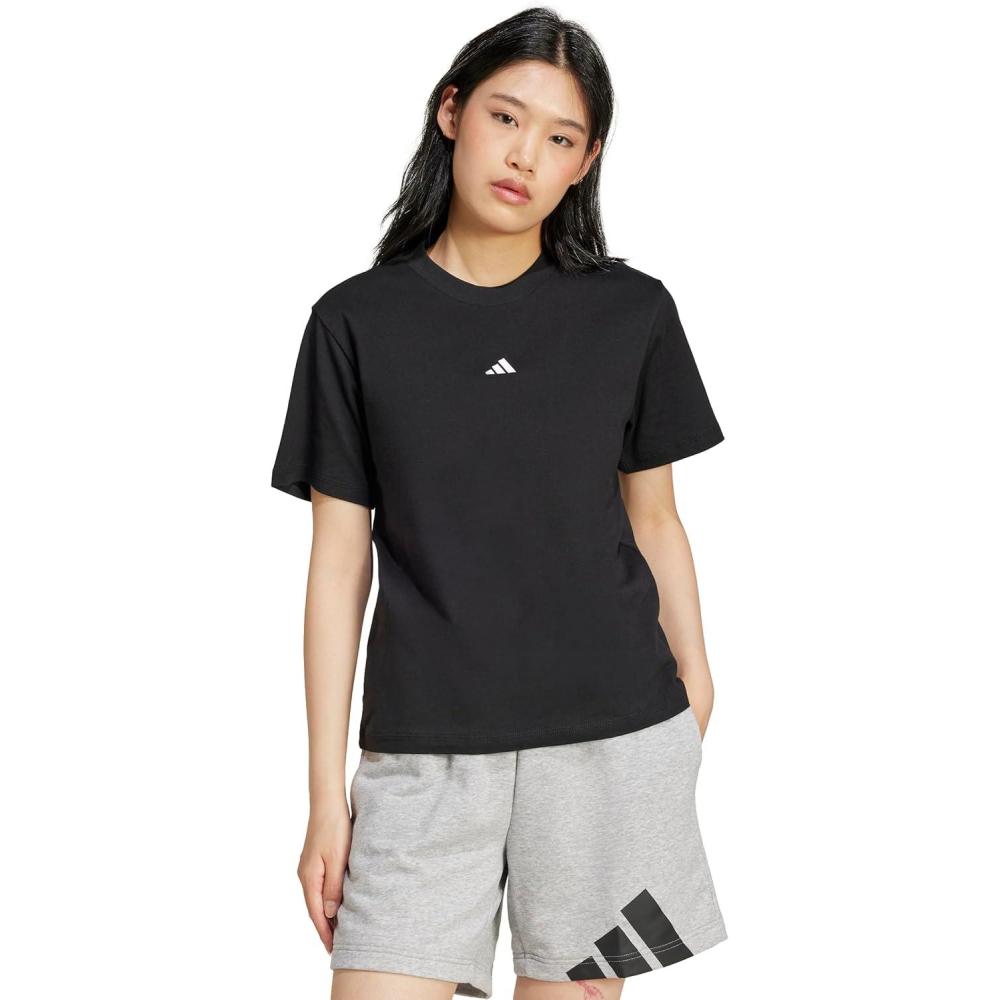 imageAdidas Womens Essentials Small Logo Cotton TShirtBlackWhite