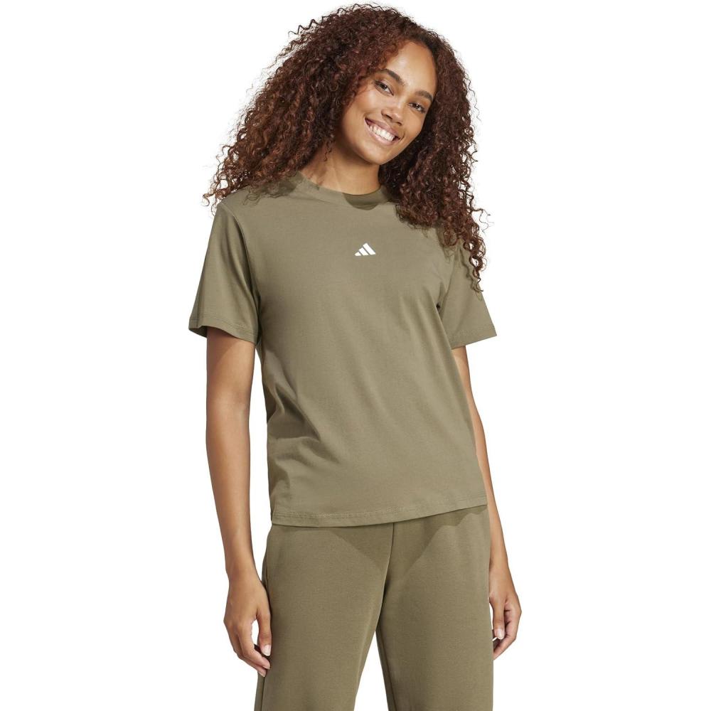 imageAdidas Womens Essentials Small Logo Cotton TShirtOlive StrataWhite