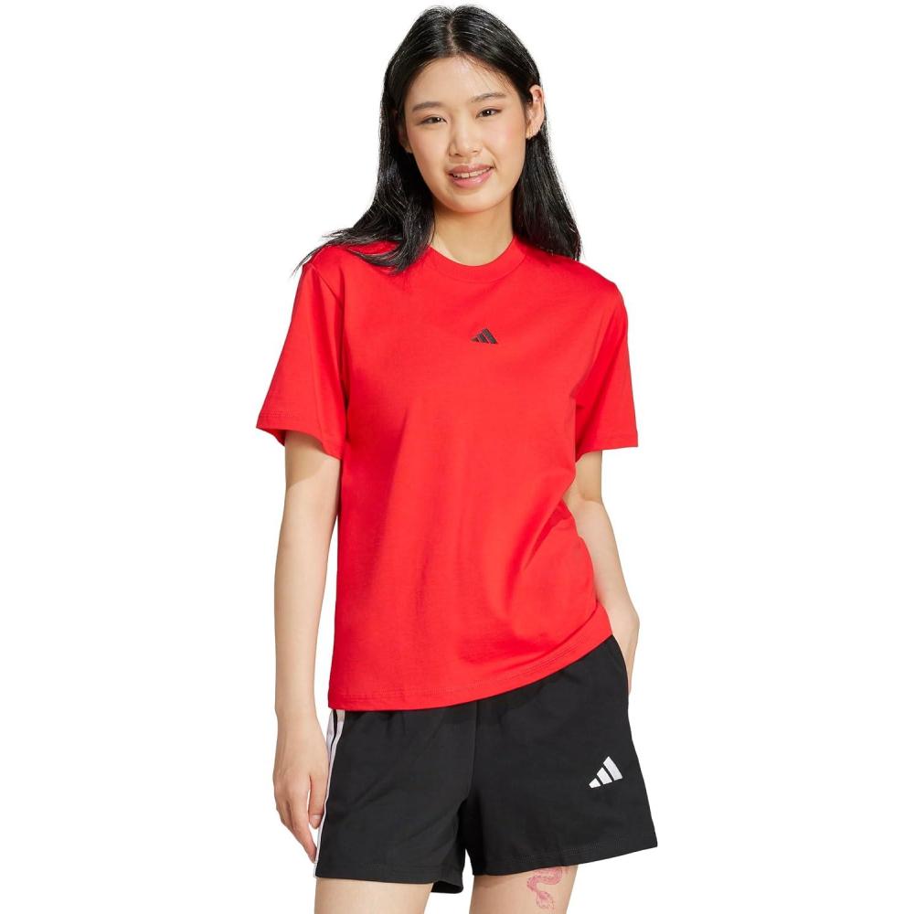 imageAdidas Womens Essentials Small Logo Cotton TShirtPure RubyBlack