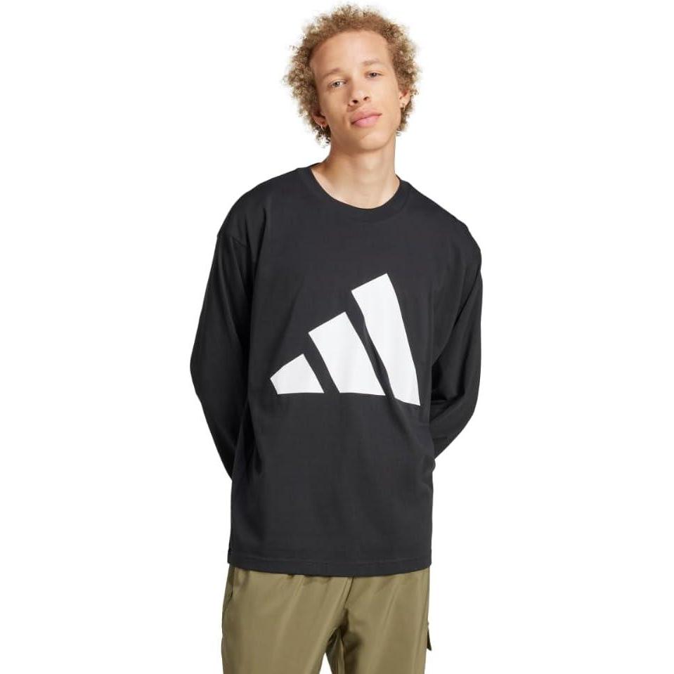 imageadidas Mens Essentials Big Logo Single Jersey Long Sleeve TShirtBlackWhite