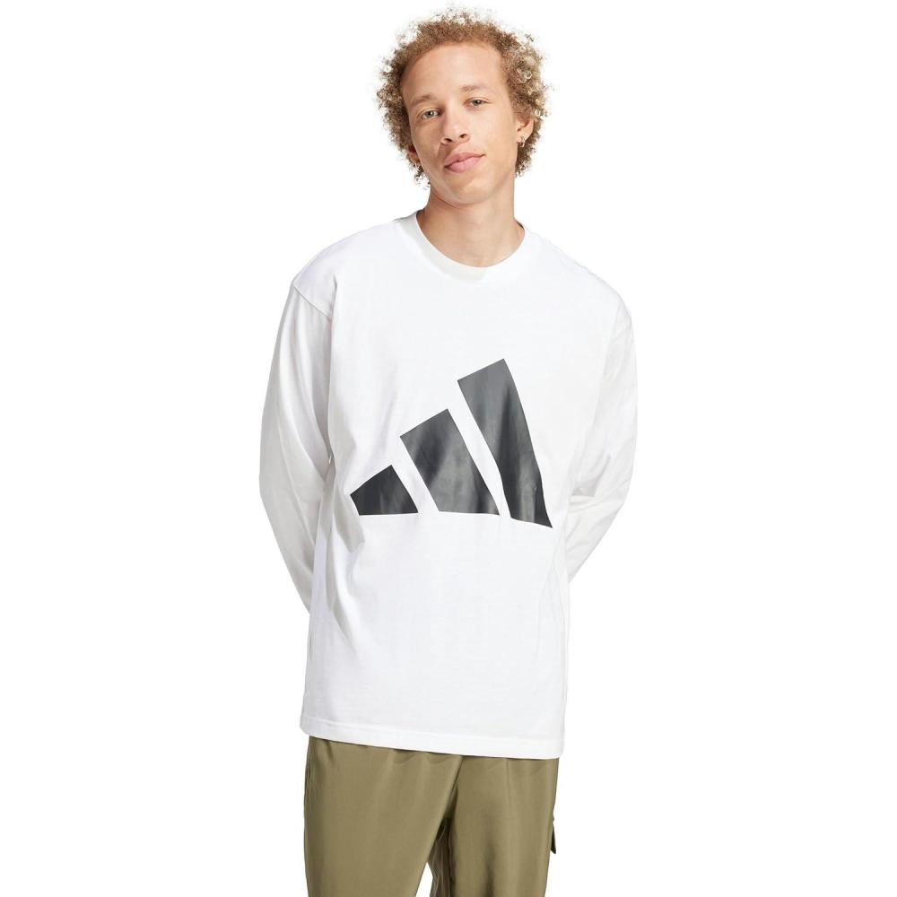 imageadidas Mens Essentials Big Logo Single Jersey Long Sleeve TShirtWhiteBlack