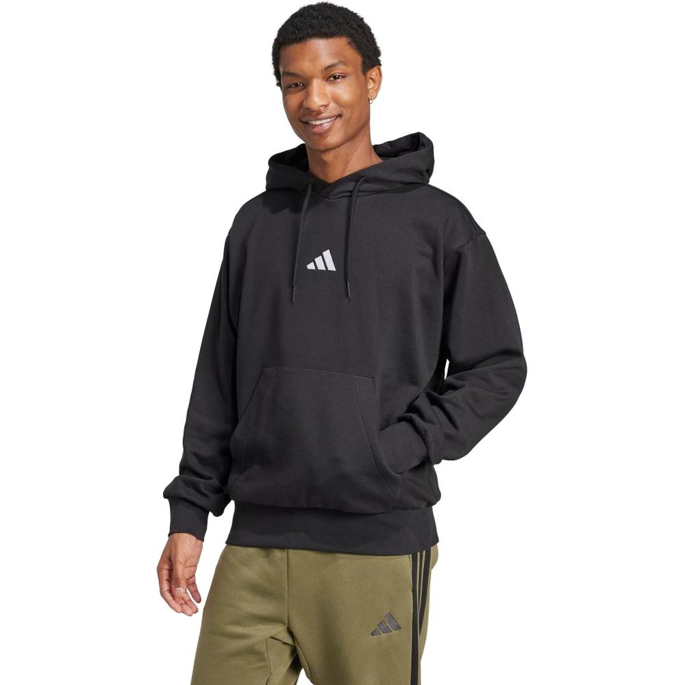 imageadidas Mens Essentials Feelcozy Fleece HoodieBlackWhite