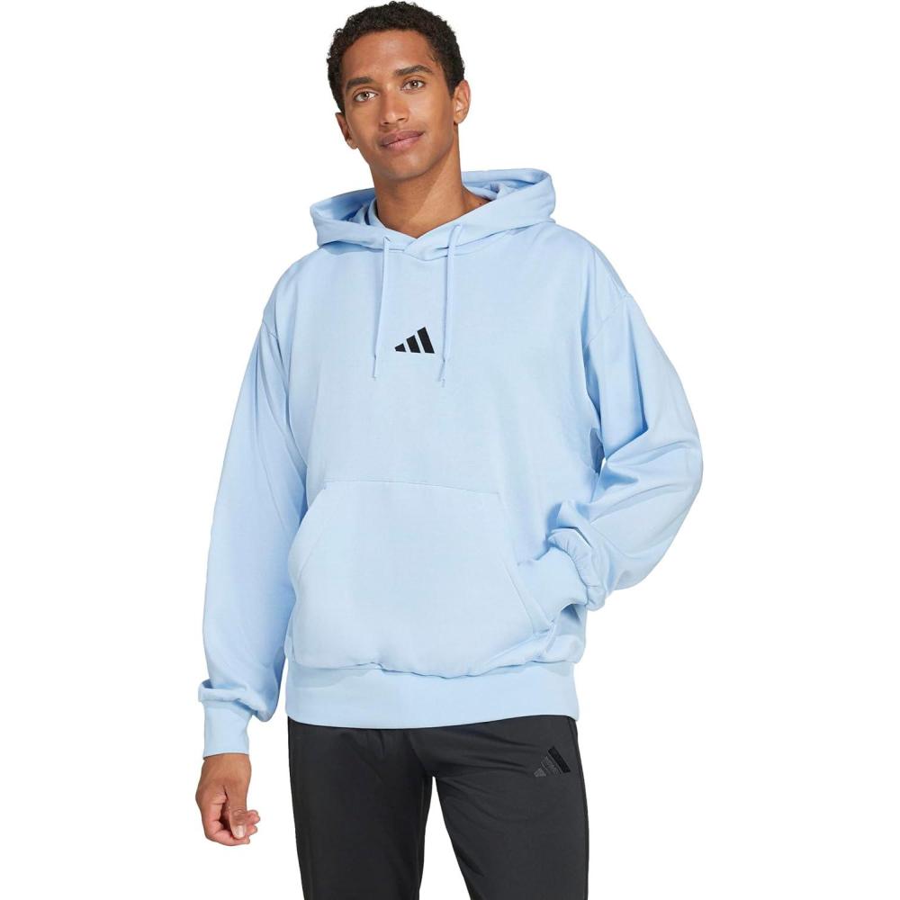 imageadidas Mens Essentials Feelcozy Fleece HoodieBlueBlack