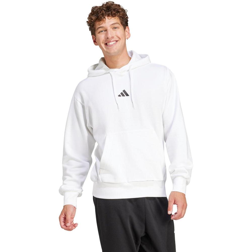 imageadidas Mens Essentials Feelcozy Fleece HoodieWhiteBlack
