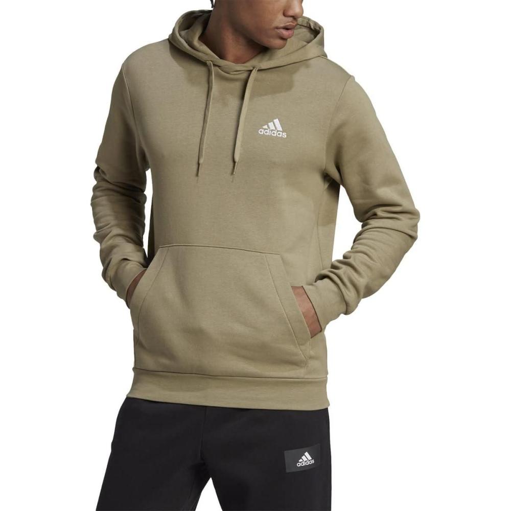 imageadidas Mens Essentials Fleece HoodieOrbit GreenWhite