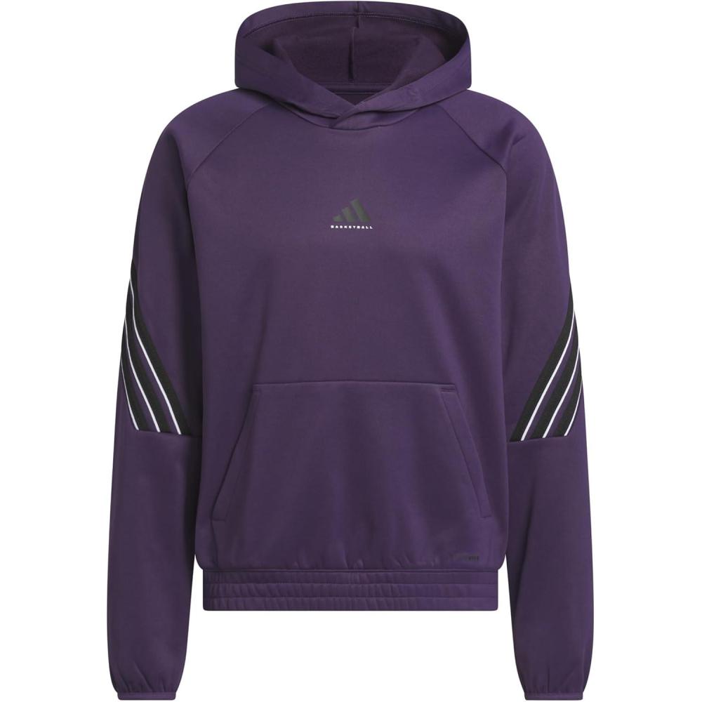imageadidas Mens Select Foundation Fleece Basketball HoodieAurora PlumBlack