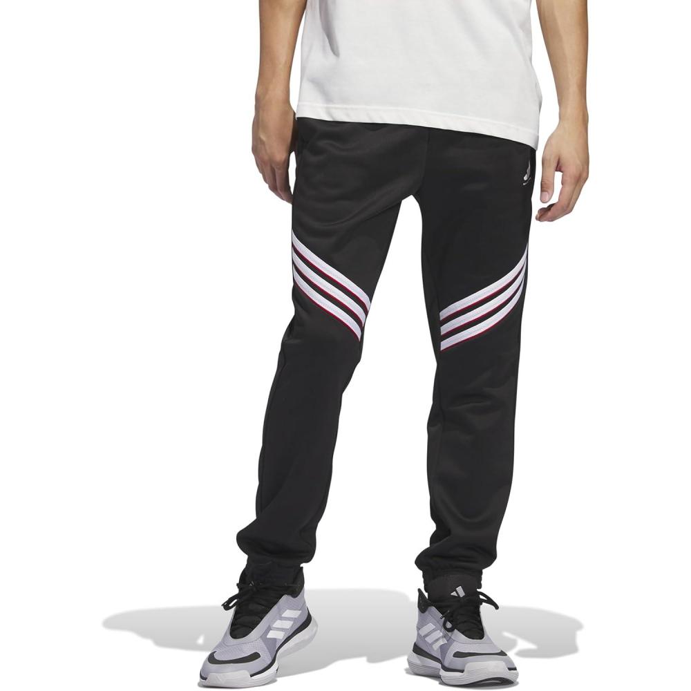 imageadidas Mens Select Foundation Fleece Basketball PantsBlackWhite