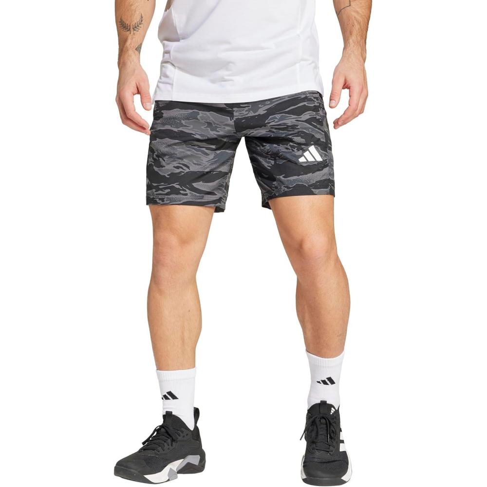 imageadidas Mens Train Essentials All Over Printed ShortsBlackGrey