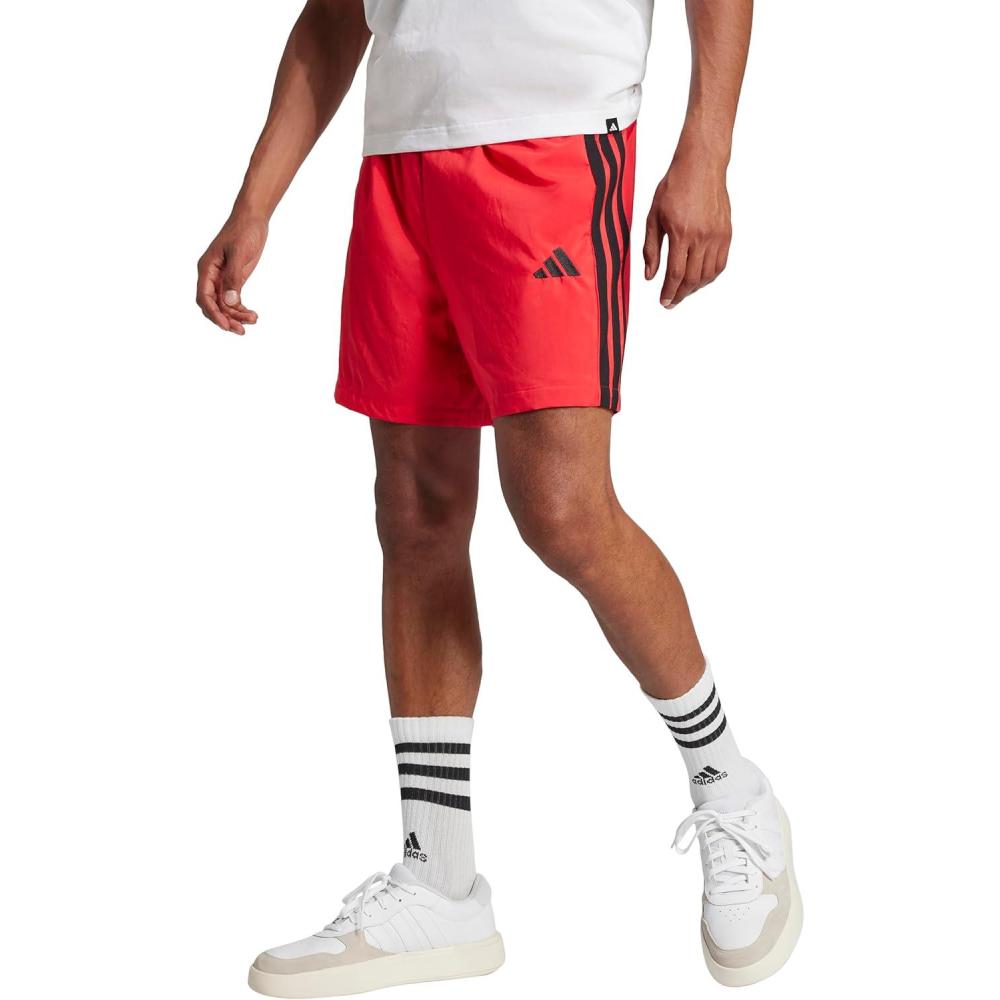 imageadidas Originals Mens Essentials 3Stripes Chelsea 7Inch ShortsPure RubyBlack