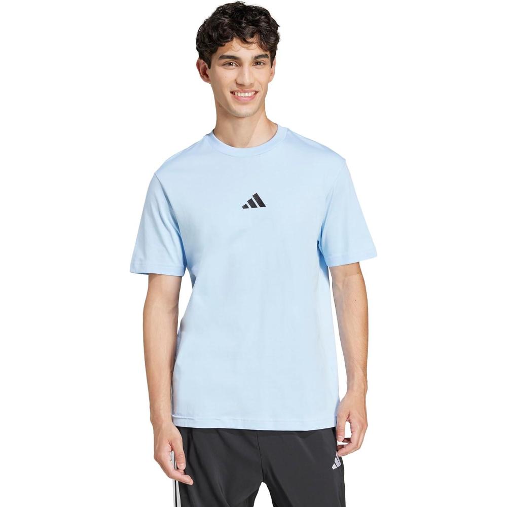 imageadidas Originals Mens Essentials Small Logo Single Jersey TShirtBlueBlack