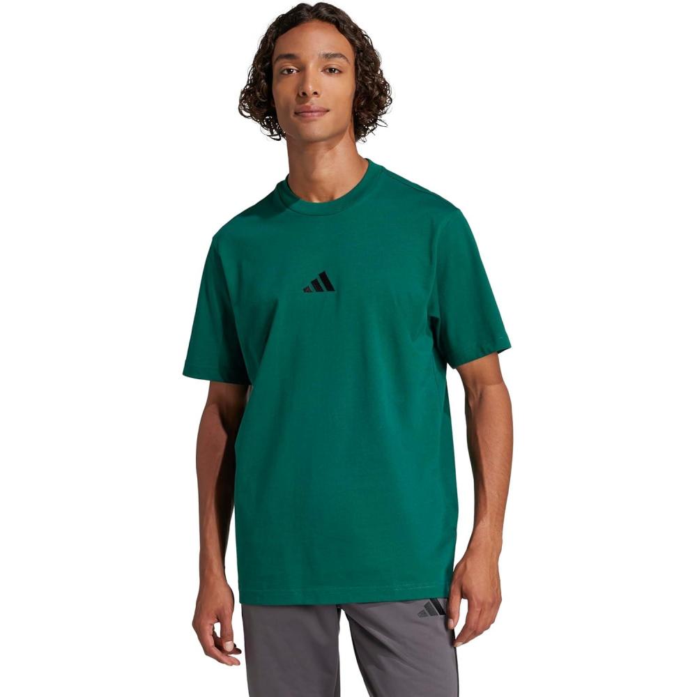 imageadidas Originals Mens Essentials Small Logo Single Jersey TShirtCollegiate GreenBlack