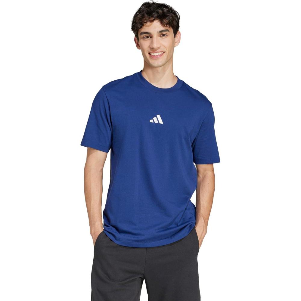 imageadidas Originals Mens Essentials Small Logo Single Jersey TShirtDark BlueWhite