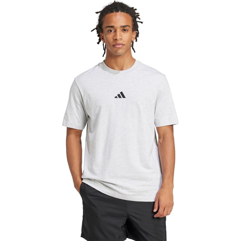imageadidas Originals Mens Essentials Small Logo Single Jersey TShirtLight Grey HeatherBlack