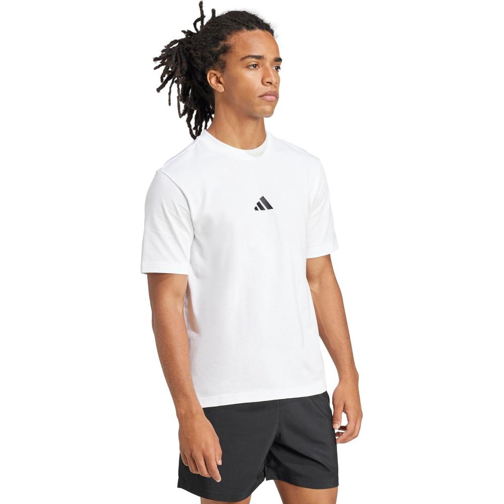 imageadidas Originals Mens Essentials Small Logo Single Jersey TShirtWhiteBlack