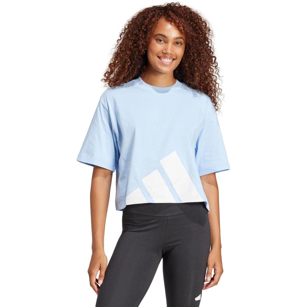 imageadidas Originals Womens Essentials Big Logo Boyfriend TShirtBlueWhite