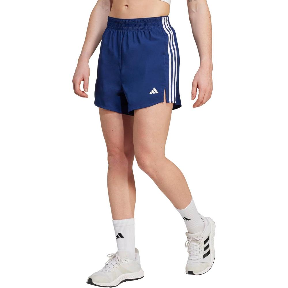 imageadidas Womens 3Stripes HighRise Training ShortsDark BlueWhite