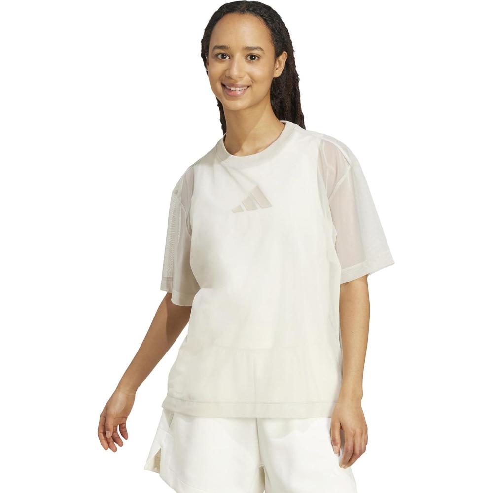 imageadidas Womens All Szn Soft Lux Mesh Loose TShirtWonder Alumina