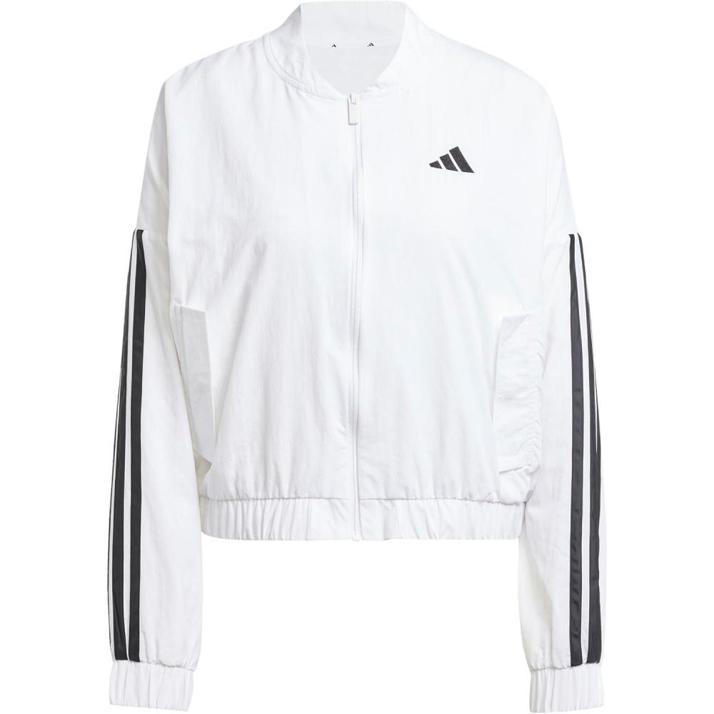 imageadidas Womens Essentials 3Stripes Woven Bomber JacketWhiteBlack