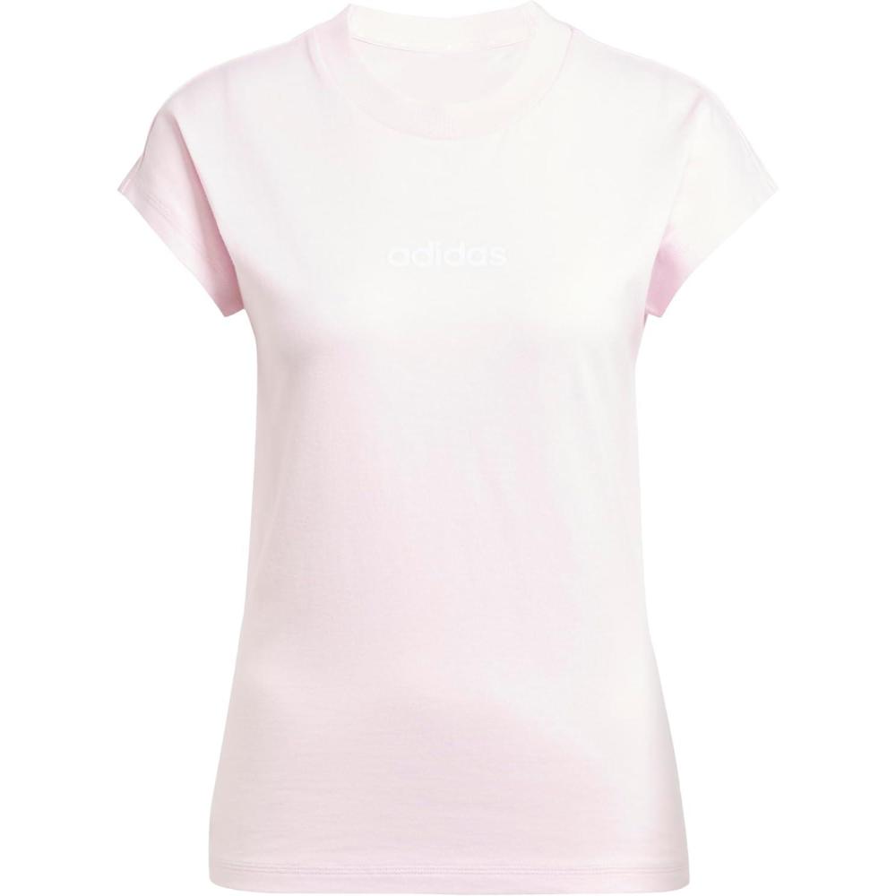 imageadidas Womens Essentials Linear Cotton TShirtClear PinkWhite