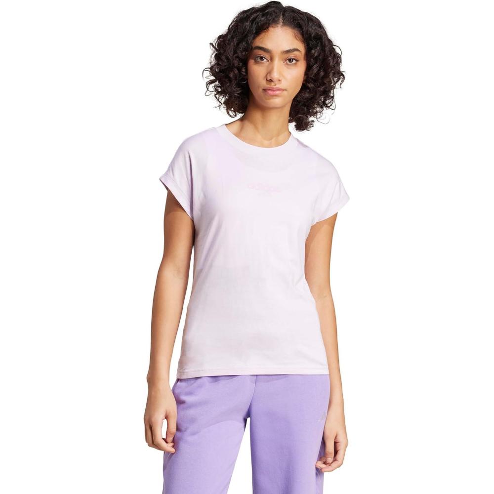 imageadidas Womens Essentials Linear Cotton TShirtIce LavenderBliss Lilac