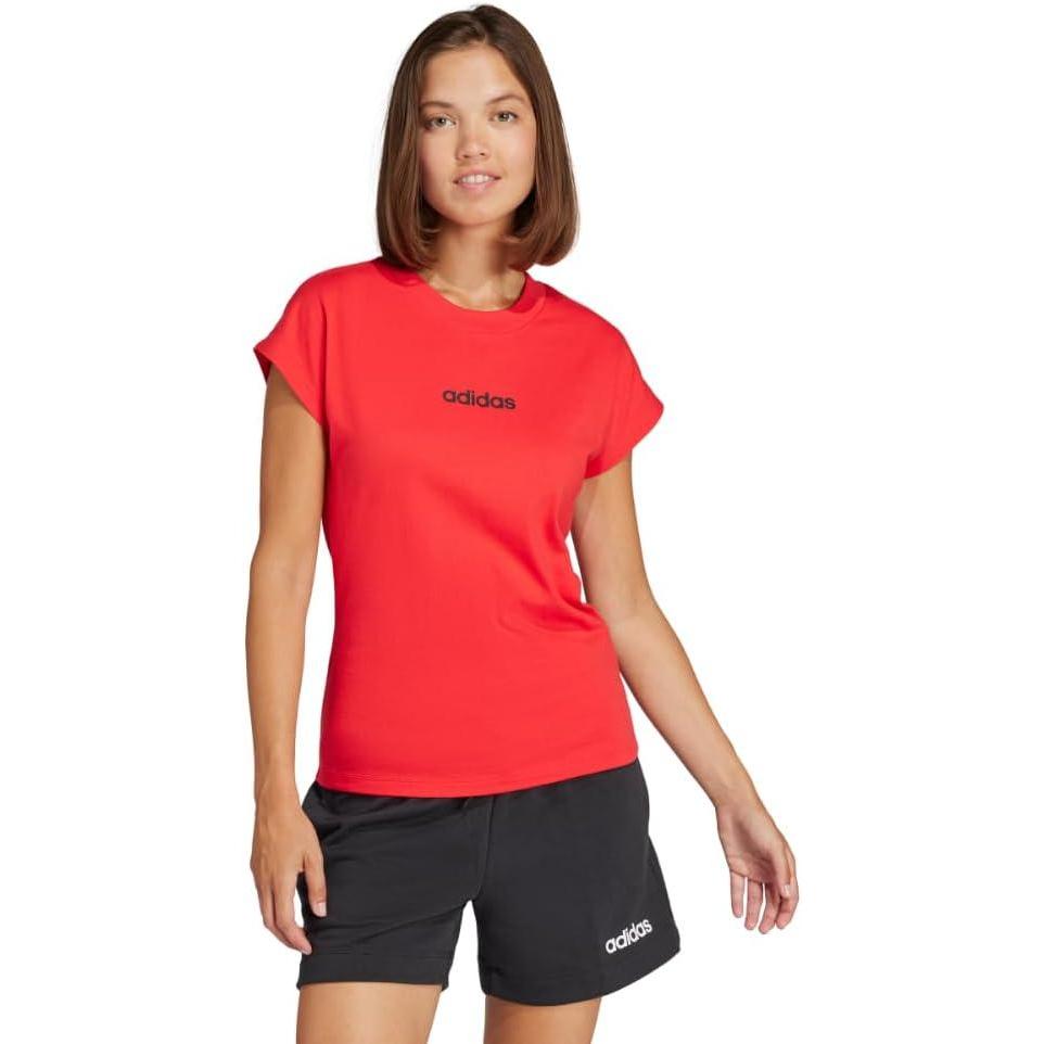 imageadidas Womens Essentials Linear Cotton TShirtPure RubyBlack