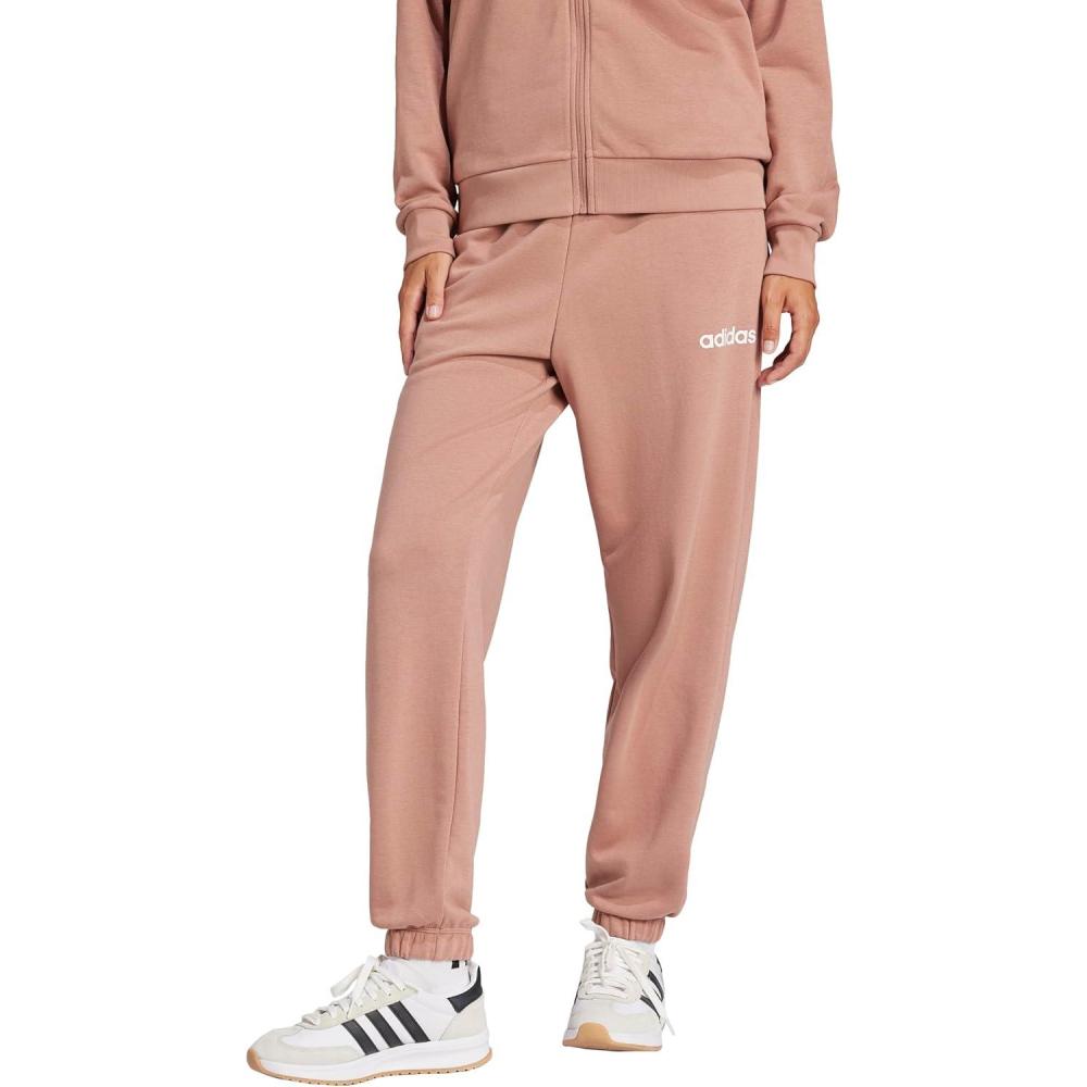 imageadidas Womens Essentials Linear French Terry Cuffed PantsWarm ClayWhite