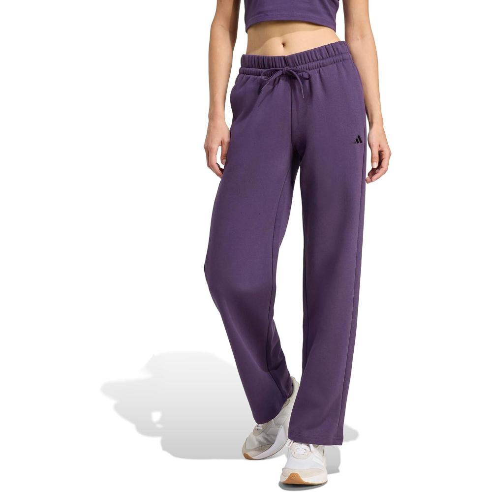 imageadidas Womens Essentials Small Logo Feel Cozy Open Hem PantsAurora PlumBlack