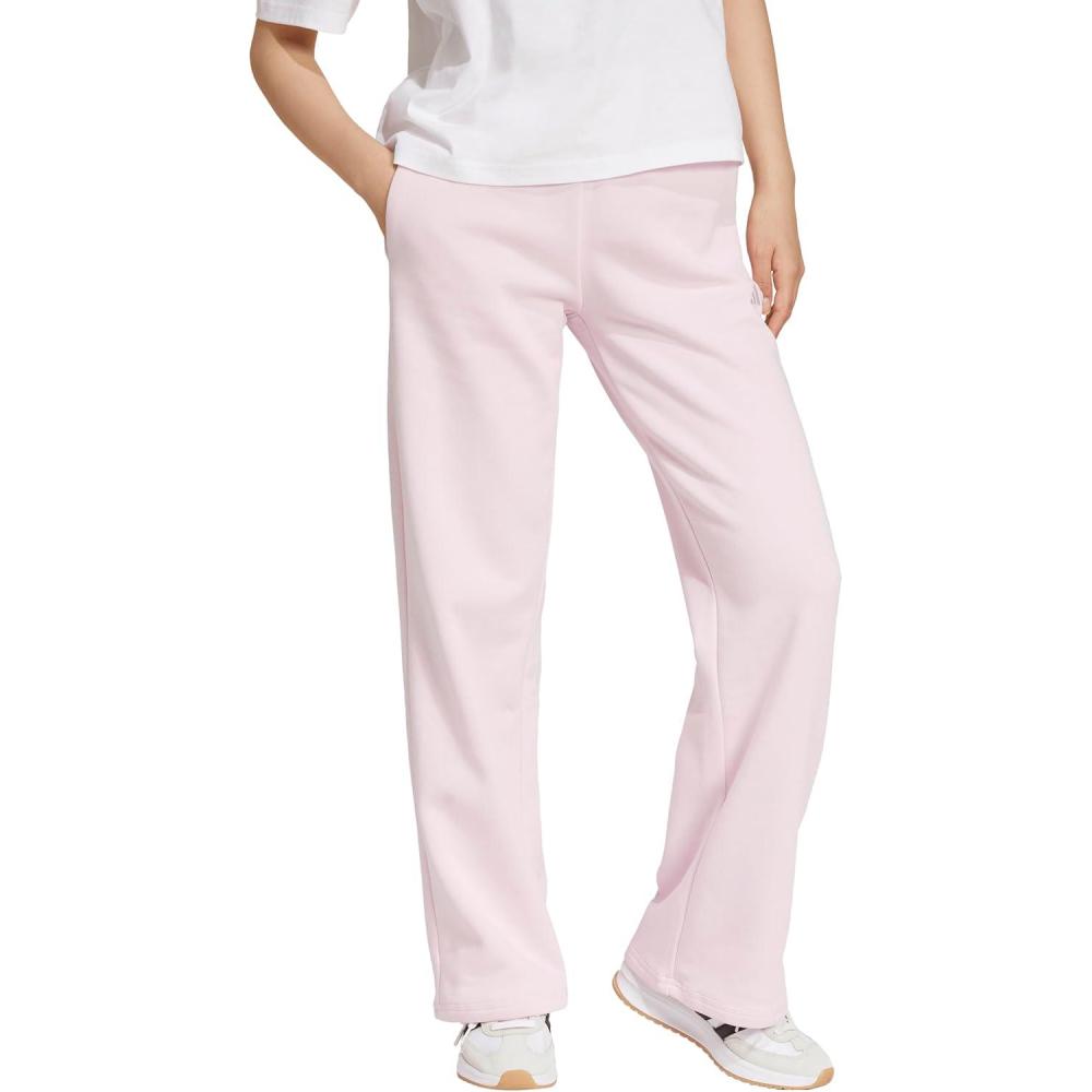 imageadidas Womens Essentials Small Logo Feel Cozy Open Hem PantsClear PinkWhite