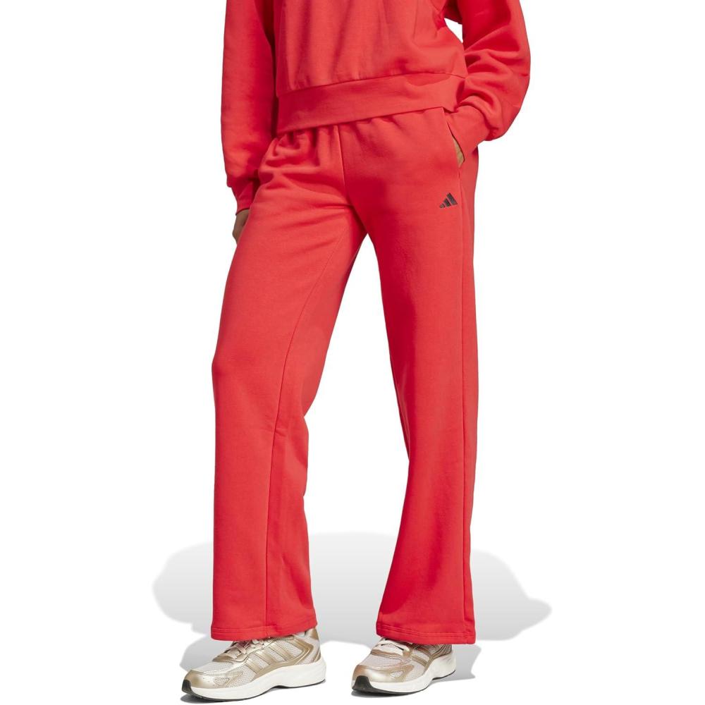 imageadidas Womens Essentials Small Logo Feel Cozy Open Hem PantsPure RubyBlack