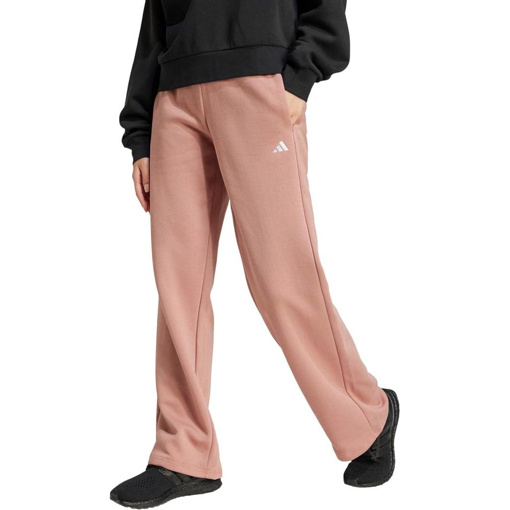 imageadidas Womens Essentials Small Logo Feel Cozy Open Hem PantsWarm ClayWhite