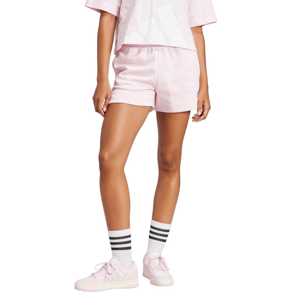 imageadidas Womens Essentials Small Logo Feel Cozy ShortsClear PinkWhite