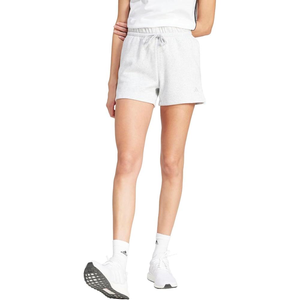 imageadidas Womens Essentials Small Logo Feel Cozy ShortsLight Grey HeatherWhite
