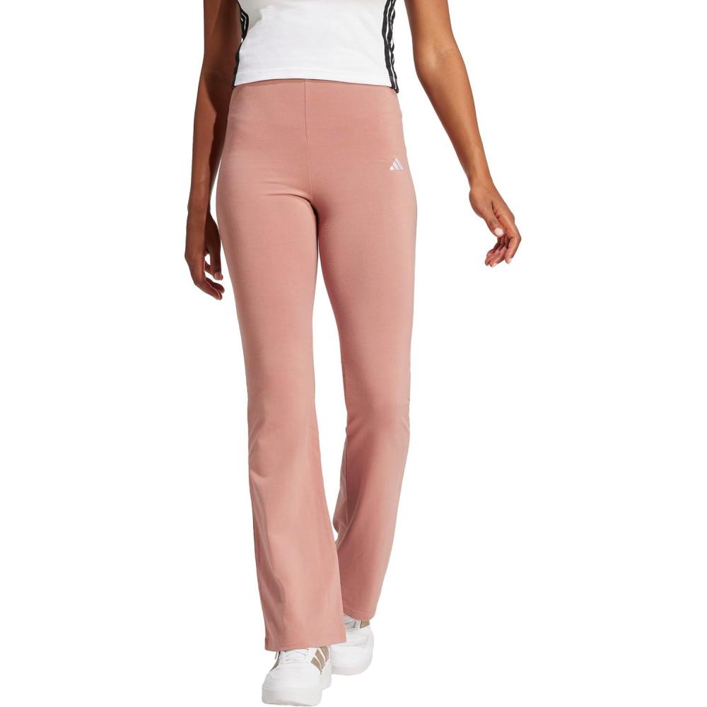 imageadidas Womens Essentials Small Logo Flared LeggingsWarm ClayWhite