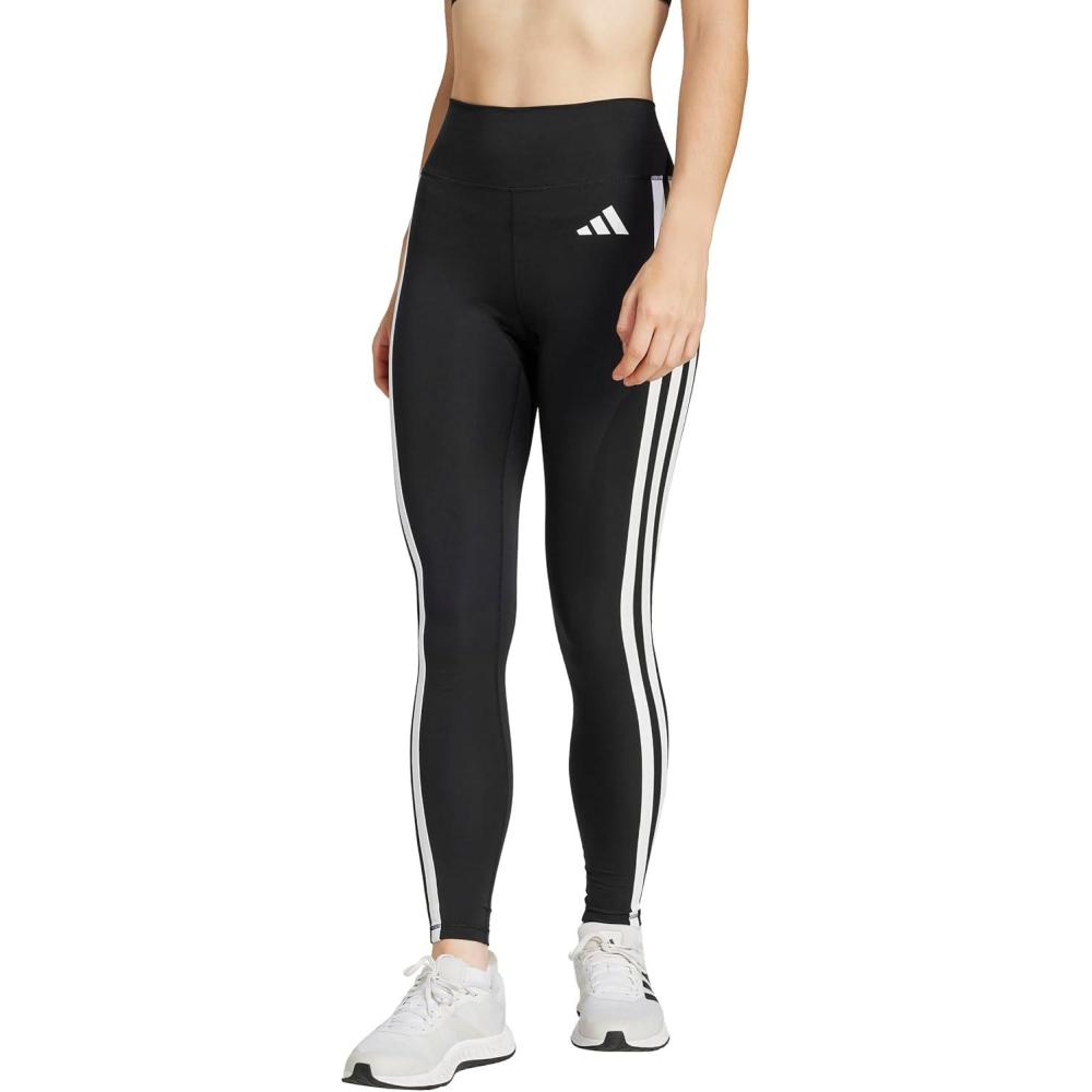 imageadidas Womens Optime Essentials 3Stripes 78 Training LeggingsBlackWhite