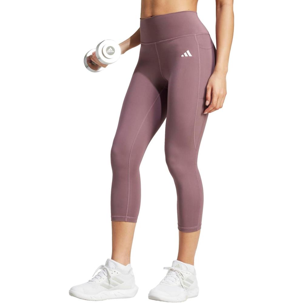 imageadidas Womens Optime Essentials Stash 34 LeggingsShadow Fig
