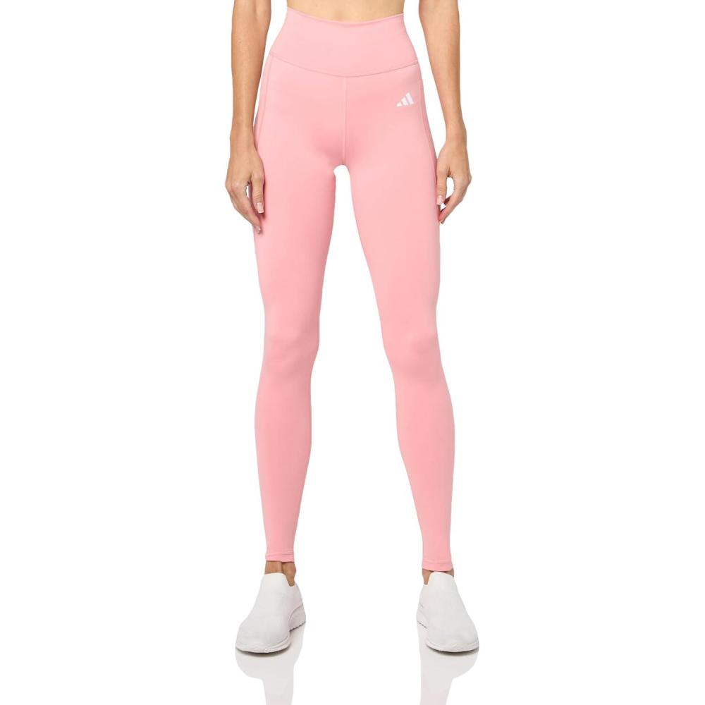 imageadidas Womens Optime Essentials Stash Pocket Full Length LeggingsSemi Pink Spark