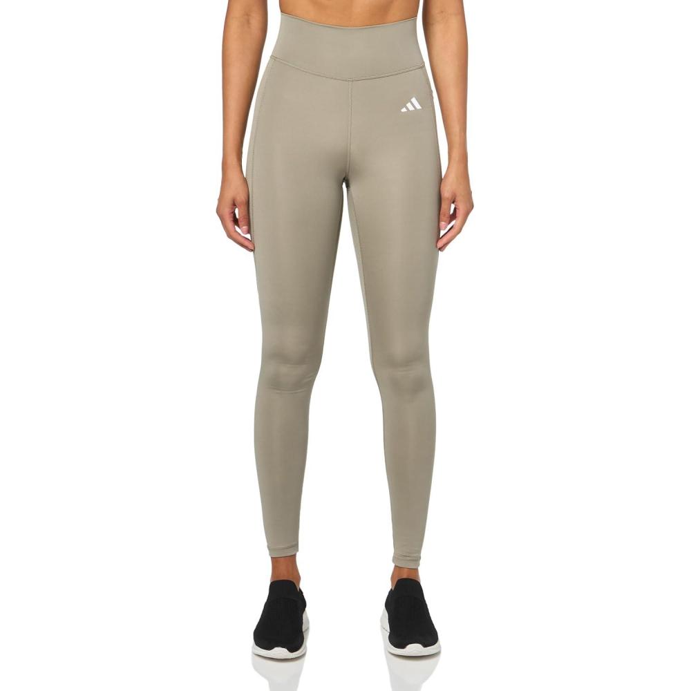 imageadidas Womens Optime Essentials Stash Pocket FullLength LeggingsSilver Pebble