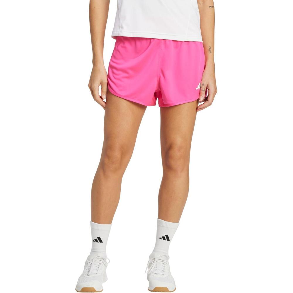imageadidas Womens Pacer Essentials Knit HighRise Training ShortsShock PinkWhite