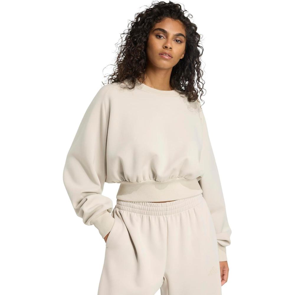 imageadidas womens All Szn Soft Lux Loose SweatshirtWonder Alumina