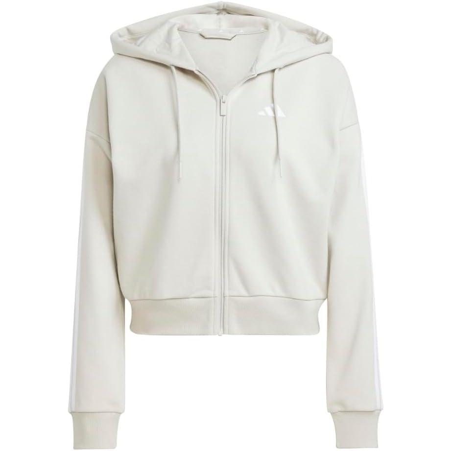 imageadidas womens Essentials 3stripes French Terry Fullzip HoodieWonder AluminaWhite