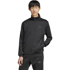 adidas Men’s 3-Stripes Tricot Track Top(Black/Black)