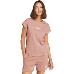 adidas Womens Essentials Linear Cotton T-Shirt(Warm Clay/White)