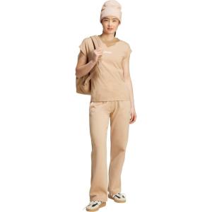 adidas Womens Essentials Linear Cotton T-Shirt(Warm Sandstone/White)