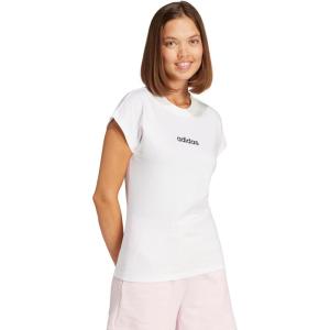 adidas Womens Essentials Linear Cotton T-Shirt(White/Black)