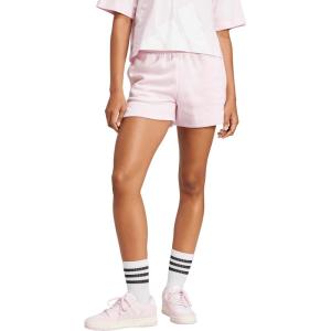 adidas Women’s Essentials Small Logo Feel Cozy Shorts(Clear Pink/White)