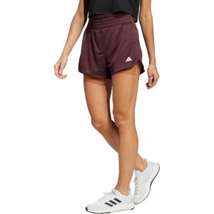 adidas Women’s Pacer Essentials Knit High-Rise Training Shorts(Aurora Ruby/White)