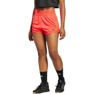 adidas Women’s Pacer Essentials Knit High-Rise Training Shorts(Lucid Red/Black)