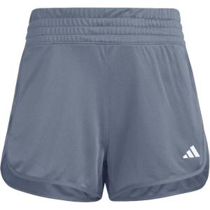 adidas Women’s Pacer Essentials Knit High-Rise Training Shorts(Onix/White)