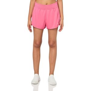 adidas Women’s Pacer Essentials Knit High-Rise Training Shorts(Pink Fusion/White)
