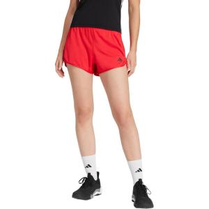 adidas Women’s Pacer Essentials Knit High-Rise Training Shorts(Pure Ruby/Black)